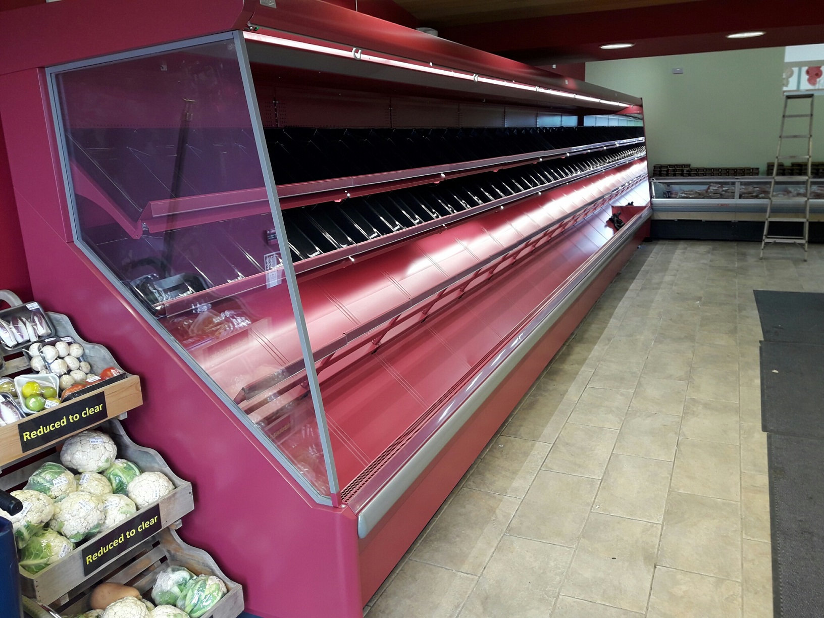 refrigerated fruit and vegetable display